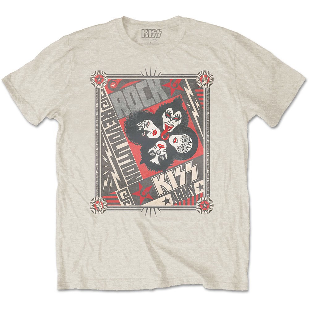 Kiss - Rock Revolution Heren T-shirt - Creme